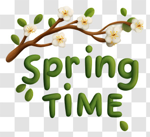 Minimalist Spring Logo - Spring Time Blossom Text Transparent PNG
