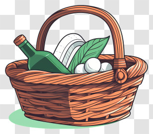Basket - Picnic Basket With Food Essentials Transparent PNG