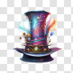 Magic Hat - Colorful Fantasy Hat With Magical Elements Transparent PNG