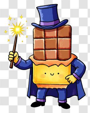 Kawaii Chocolate Bar - Chocolate Magician Character Transparent PNG