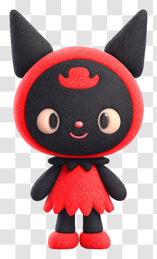 Cartoon Kuromi - Chibi Black Cat In Red Hood Transparent PNG