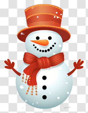Snowman - Festive Snowman With Hat And Scarf Transparent PNG