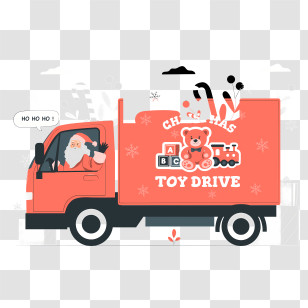 Santa Claus - Christmas Toy Drive Truck With Santa Transparent PNG