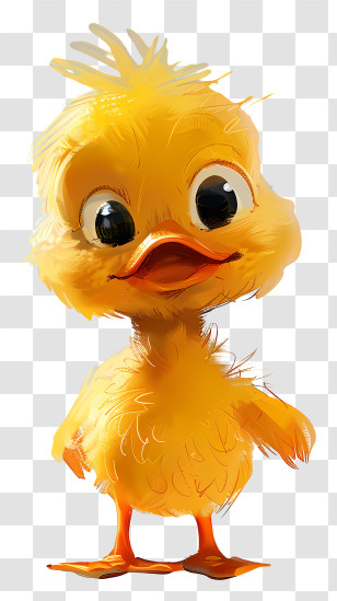 Cartoon Baby Duck - Adorable Yellow Duckling Cartoon Transparent PNG