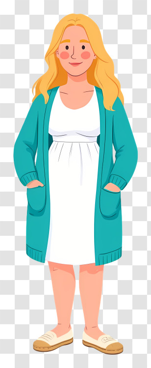 Pregnant Woman Standing - Pregnant Woman In White Dress Transparent PNG