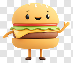 Burger Mascot - Cute Burger Cartoon Character Transparent PNG