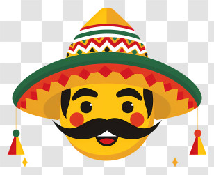 Cinco De Mayo - Mexican Emoji With Sombrero Transparent PNG