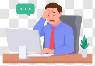 Businessman Stretching Wearily - Frustrated Office Worker At Desk Transparent PNG