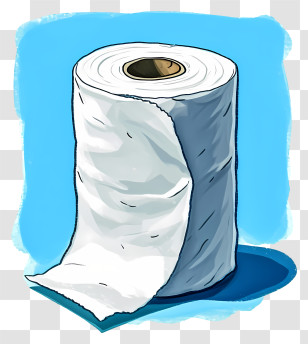 Doodle Style Toilet Tissue - White Toilet Paper Roll On Blue Background Transparent PNG