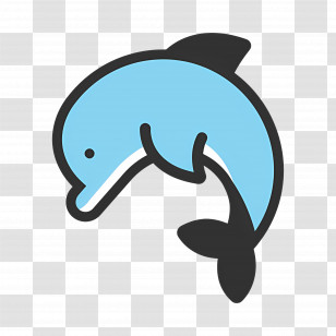 Dolphin - Cute Blue Dolphin Illustration Transparent PNG