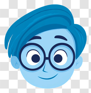 Blue Face - Blue-haired Cartoon Avatar Transparent PNG