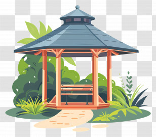 Summer Shelter - Garden Gazebo With Bench Transparent PNG