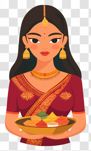 Karva Chauth - Traditional Woman With Sari Transparent PNG