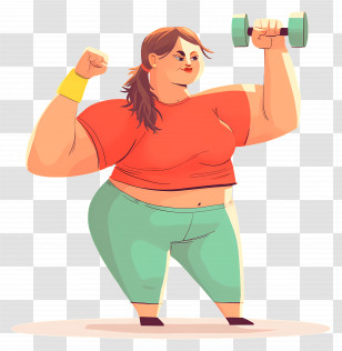 Woman Weight Loss - Strong Woman With Dumbbell Illustration Transparent PNG