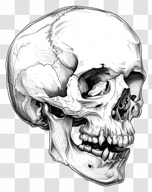 Human Skull Illustration - Detailed Human Skull Illustration Transparent PNG