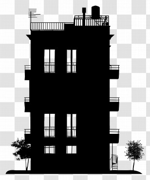 Apartment - Black Urban Building Silhouette Transparent PNG