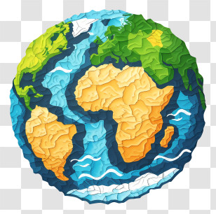 Globe - Colorful Textured Earth Illustration Transparent PNG