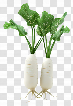 Daikon Radish - Fresh White Radishes Transparent PNG