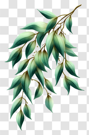 Drooping Willow Branch - Hanging Leaves Illustration Transparent PNG