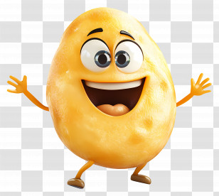 Cartoon Potato Chip - Happy Cartoon Potato Character Transparent PNG