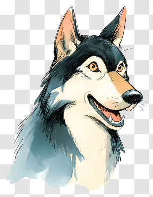 Watercolor Wolf - Cartoon Husky Animal Transparent PNG