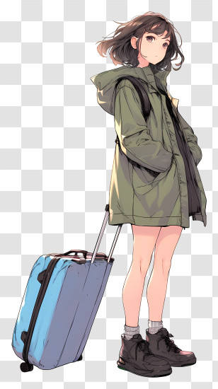 Anime‌ Traveler‌ - Modern Traveler With Suitcase Transparent PNG