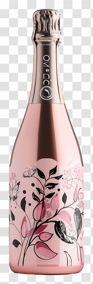 Champagne - Elegant Pink Champagne Bottle Transparent PNG