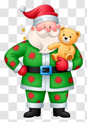 Christmas Santa Claus - Santa With Teddy Bear And Bells Transparent PNG
