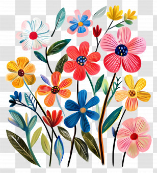 Blooming Flowers - Colorful Flower Bouquet Transparent PNG