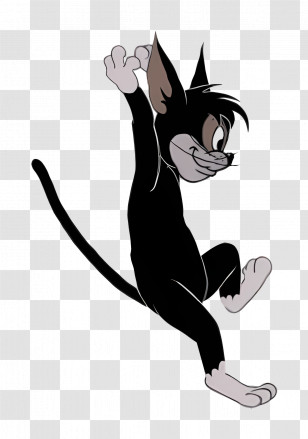 Butch Cat - Happy Black Cartoon Cat In Action Transparent PNG