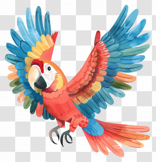Macaw - Vibrant Macaw Parrot Flying Illustration Transparent PNG