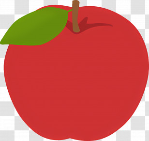 Fruit - Red Apple With Green Leaf Design Transparent PNG