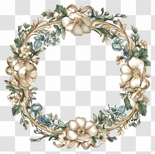 Wedding Circle Frame - Floral Wreath With Elegant Flowers Transparent PNG
