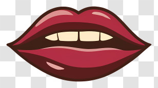 Cartoon - Bright Red Cartoon Lips Illustration Transparent PNG