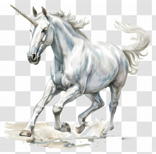 Unicorn - Majestic White Unicorn Illustration In Fantasy Style Transparent PNG