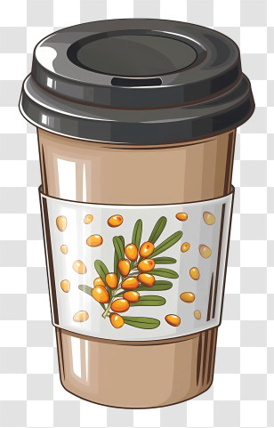 Plastic Cup - Coffee Cup With Berry Decoration Transparent PNG