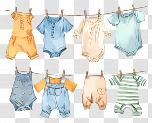 Clothes Hanging - Colorful Baby Clothes Hanging On Clothesline Transparent PNG
