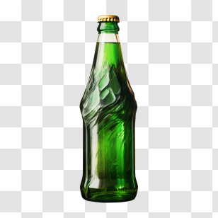 Beer Bottle - Green Glass Bottle With Smooth Curved Design Transparent PNG