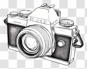 Camera Outline Drawing - Vintage Camera Illustration Transparent PNG