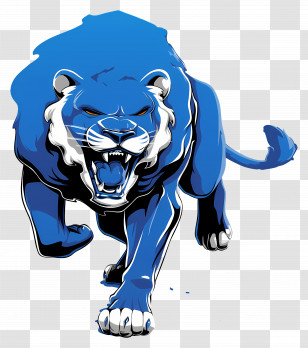 Blue Lion - Dynamic Blue Lion Roaring Illustration Transparent PNG