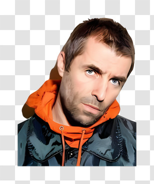Liam Gallagher - Man In Orange Hoodie Illustration Transparent PNG
