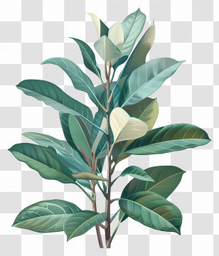Rubber Tree - Green Leafy Plant Illustration Transparent PNG