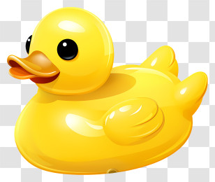 Realistic Style Rubber Duck - Bright Yellow Rubber Bath Duck Transparent PNG
