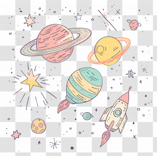 Space - Doodles Of Outer Space Elements Transparent PNG