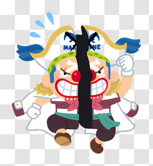 One Piece - Split Clown Character With Marine Hat Transparent PNG