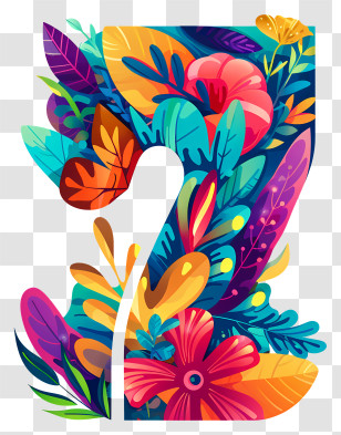 Number 7 - Decorative Floral Number Seven Transparent PNG