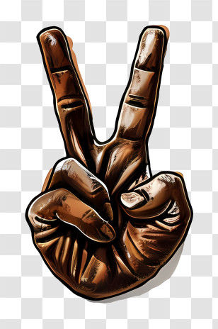 Two Fingers Raised Up - Brown Peace Sign Hand Gesture Transparent PNG