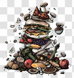 Pile Of Food - Pile Of Various Foods Transparent PNG