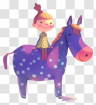 Girl Riding Horse - Girl Riding A Purple Horse Transparent PNG