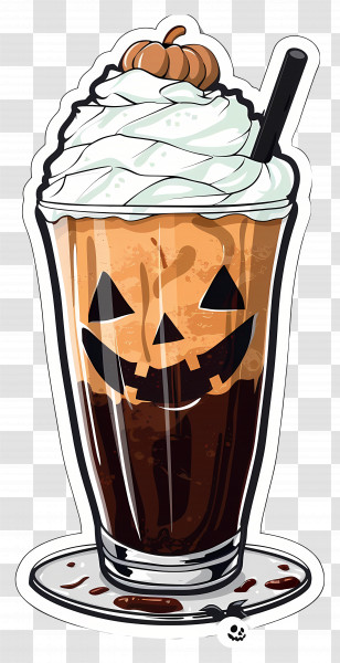 Halloween Milkshake - Pumpkin Latte With Whipped Cream Transparent PNG